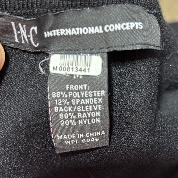 INC International Concepts Black women’s M Faux-mole skin fringe long sleeve - Picture 8 of 9